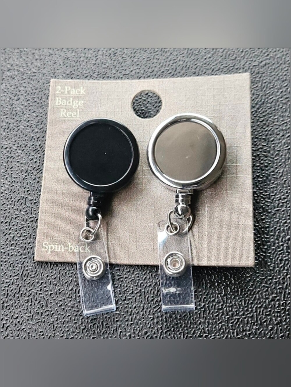 Retractable Badge Reel 2-Pack - Black & Chrome BNIB